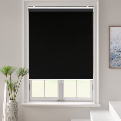 AOSKY Roller Window Shades Blackout Blinds for Windows Cordless Bedroom Shade Room Darkening Shades Door Blinds with Thermal Insulated Easy to Install for Home Office Bathroom W32xL72 Black