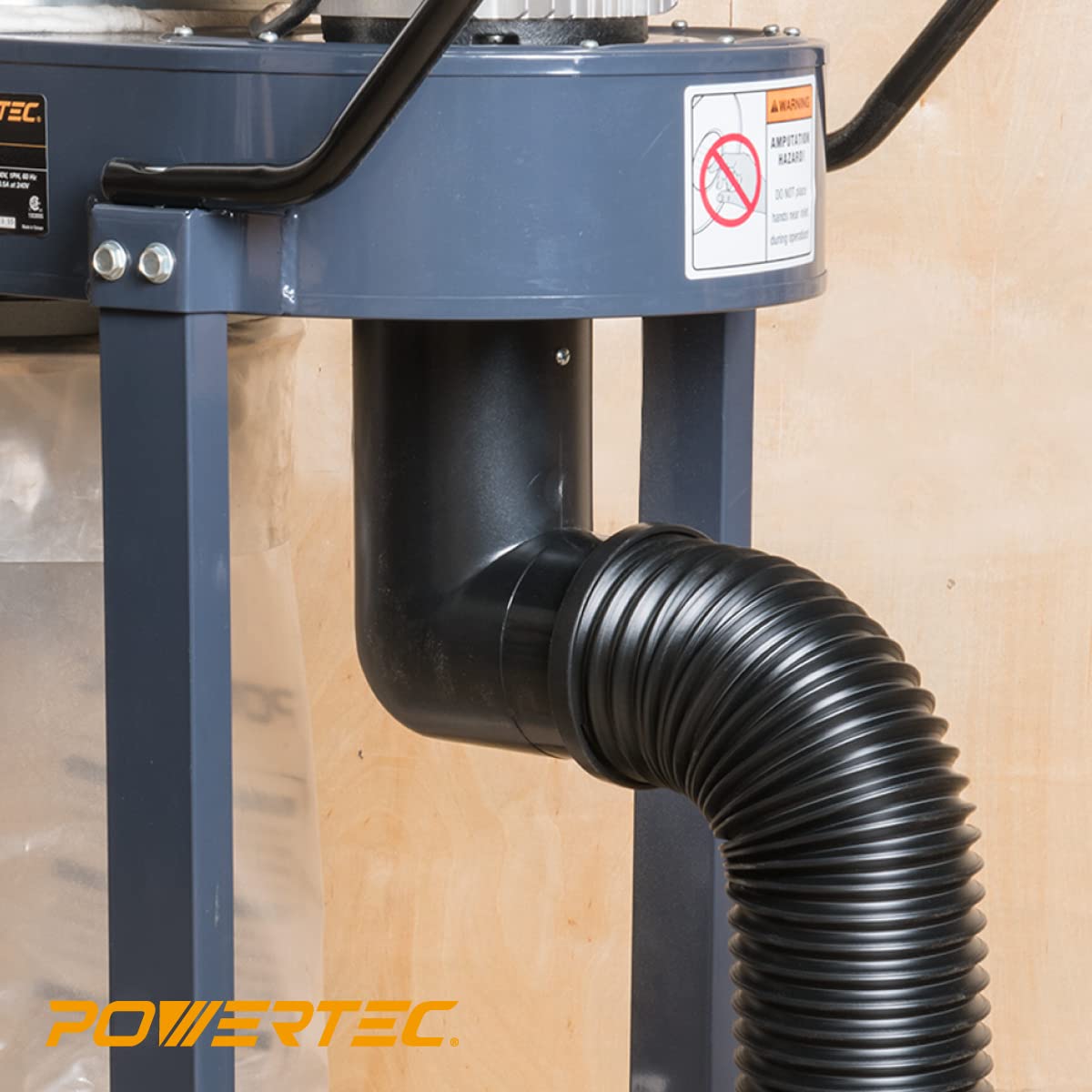 POWERTEC 4'' x 36" Dust Collection Hose, Flexible 4 Inch Dust Collector Hose for Table Saw, Drill Press, Woodworking and Wood Shop Dust Collection System (70128V) POWERTEC