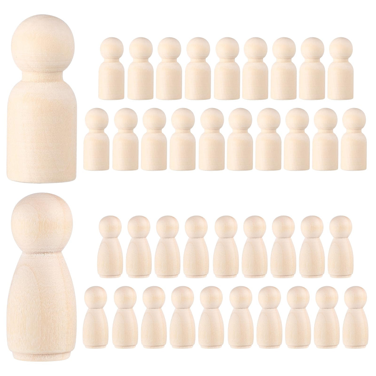 Christmas Doll 40Pcs Wooden Peg Dolls Unfinished Wood Peg People Unpainted Wood Figures Decorative for DIY Graffiti Painting, Arts, Crafts Projects Wooden Toys STOBOK