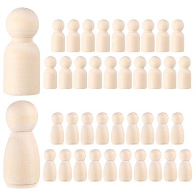 Christmas Doll 40Pcs Wooden Peg Dolls Unfinished Wood Peg People Unpainted Wood Figures Decorative for DIY Graffiti Painting, Arts, Crafts Projects Wooden Toys