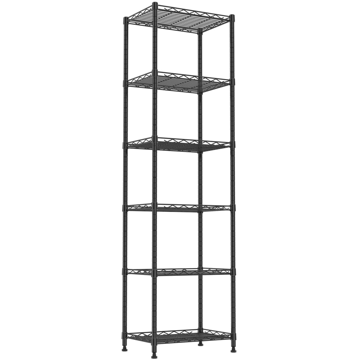 REGILLER 6 Wire Shelving Steel Storage Rack Adjustable Unit Shelves for Laundry Bathroom Kitchen Pantry Closet(Black,11.7" D x 16.8" W x 63" H) REGILLER