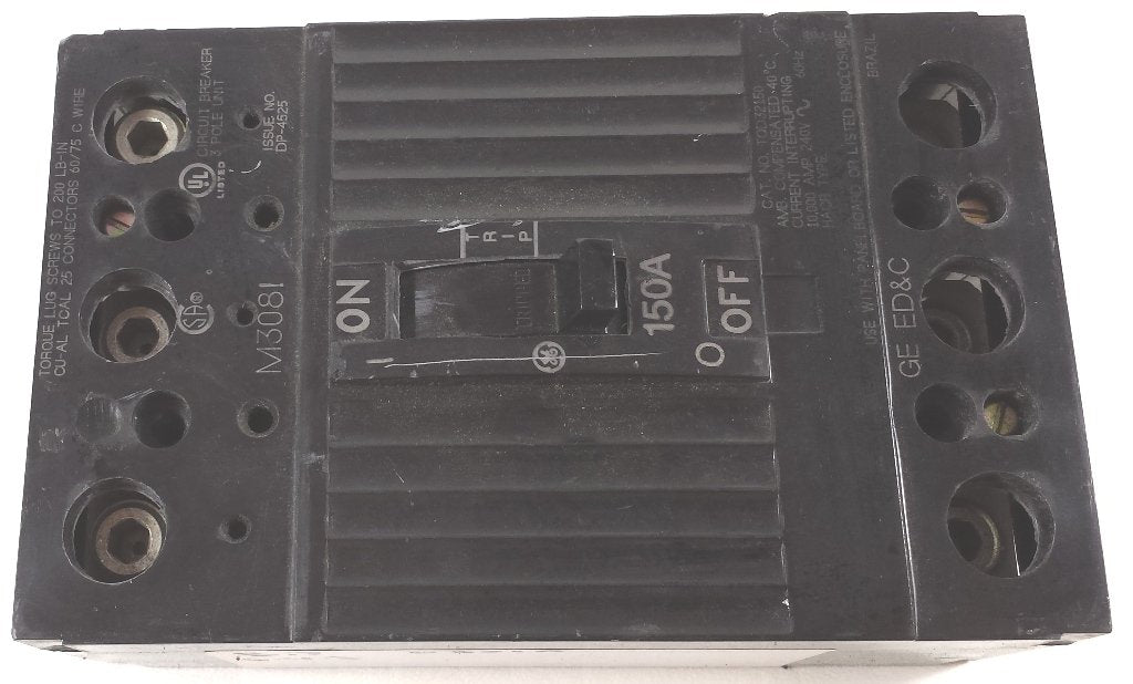 GE TQD32150 150A 3P 240V 10KAIC BOLT-ON MOLDED CIRCUIT BREAKER IAR