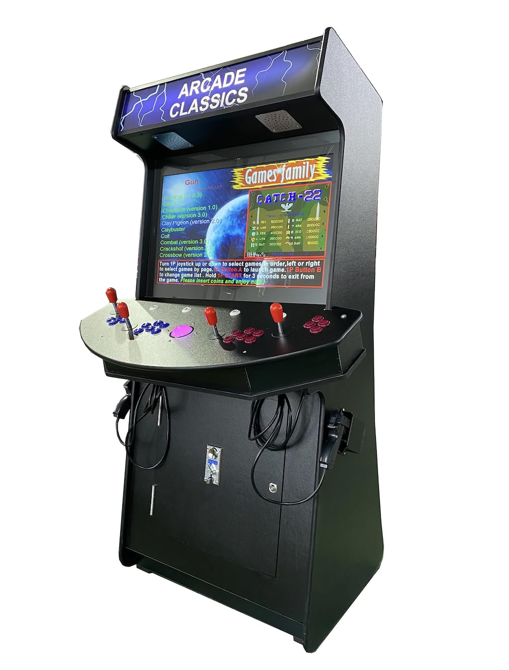 Top Us Video Arcades 4 Player Games 4600 Games 32 inch Screen Black Full Size Commercial Grade Upright Standup Arcade Machine with 2 Game Guns Included TOP US VIDEO ARCADES