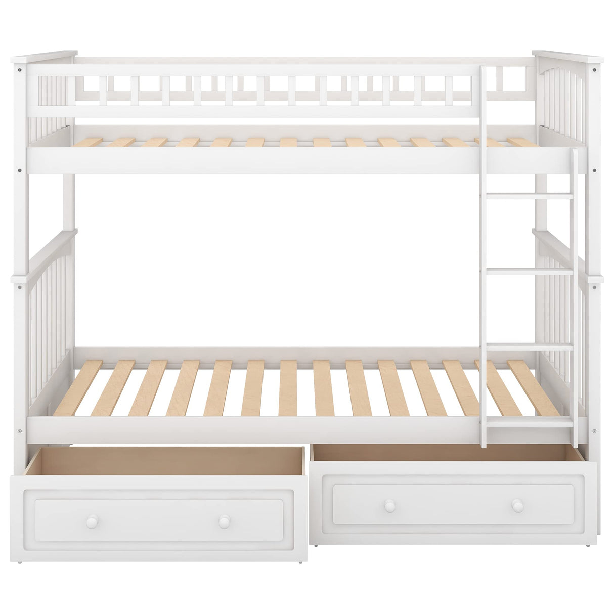 Harper & Bright Convertible Wood Twin-Over-Twin Bunk Bed with Storage Drawers and Ladder - Can Be Divided Into Two Daybeds (White) Harper & Bright Designs