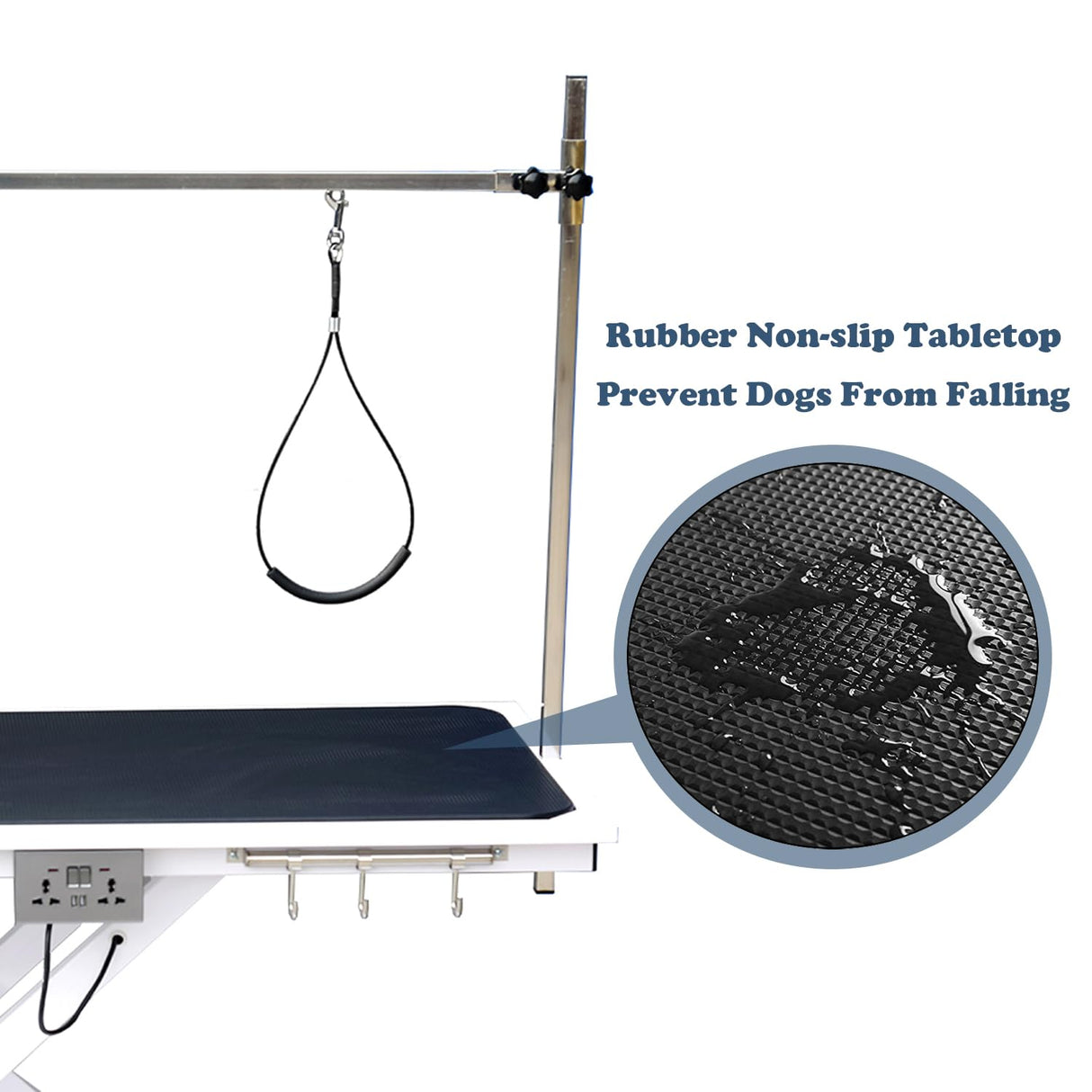 50 inch Professional Electric Dog Grooming Table - Height Adjustable Pet Grooming Table w/Grooming Arm, Anti Slip Tabletop & Powerful Motor, Heavy Duty Dog Grooming Station, White Ufyerutg