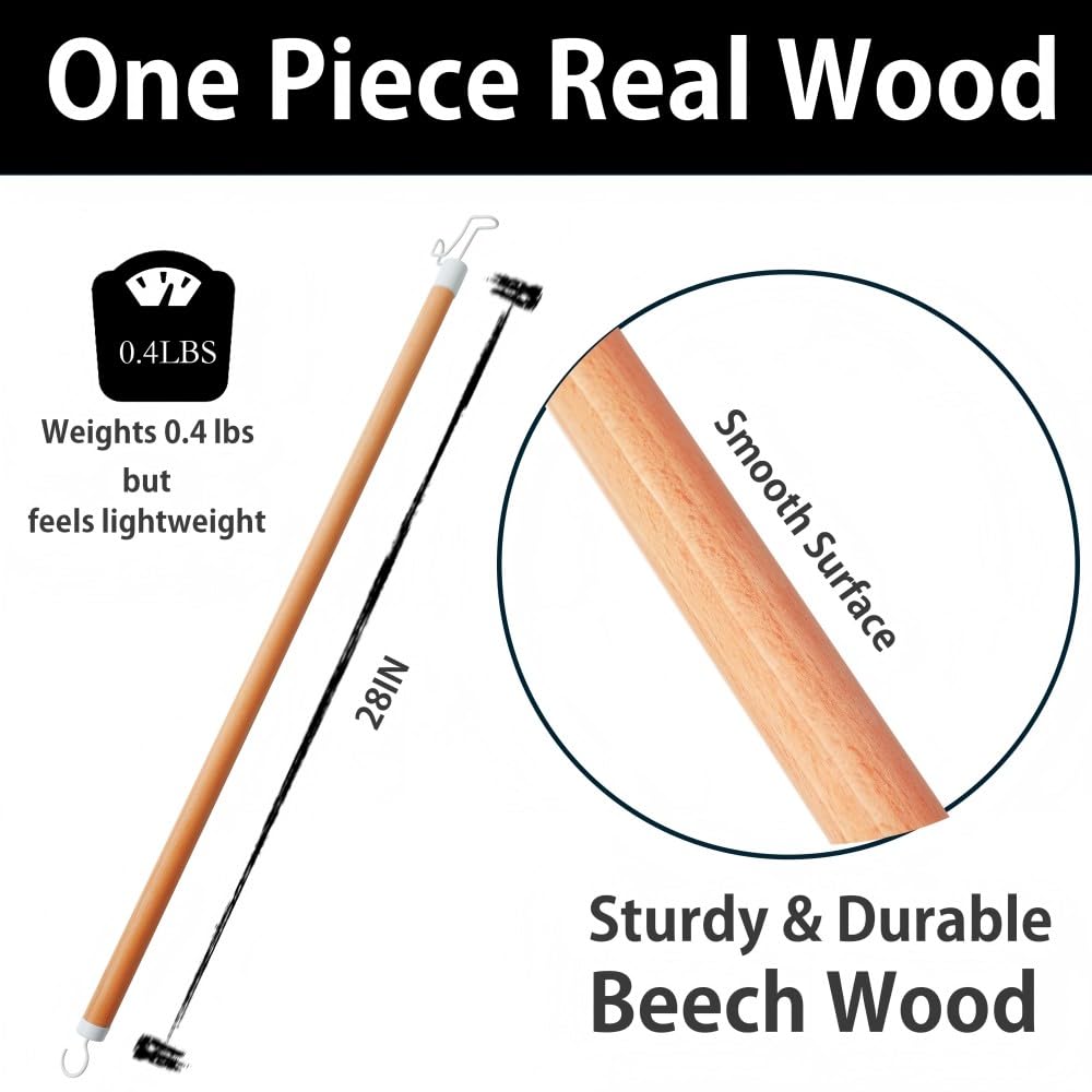 28" Dressing Stick for Elderly, One Piece Real Beech Wood Dressing Long Stick & Shoe Stick, Disability Aids for Daily Living for Pants, Shoes, Socks and Shirts, 1PK King Mills