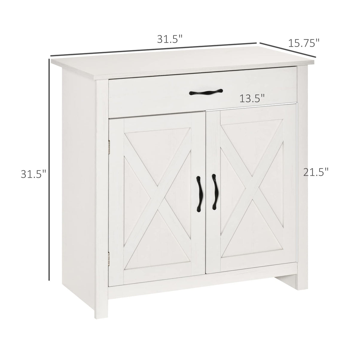 HOMCOM Farmhouse Sideboard Buffet Cabinet, Barn Door Coffee Bar Cabinet with Drawer and Adjustable Shelf, Kitchen Cabinet for Living Room, Entryway, White Wash HOMCOM