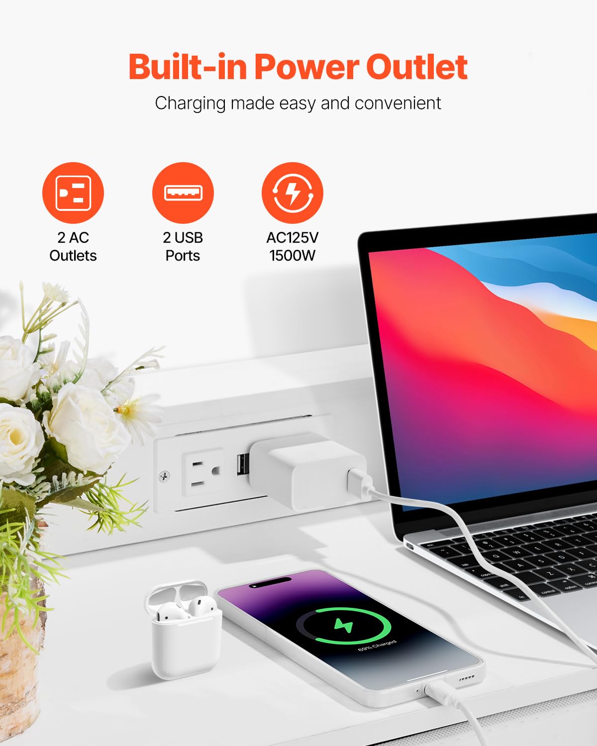 VEVOR 9 Drawer Dresser, Tall Drawer Dresser with Fabric Bin, Closet Storage Drawers with Sturdy Metal Frame, LED Lights & Built-in Outlet, Fabric Storage Tower for Bedroom, Hallway, Closet, White VEVOR