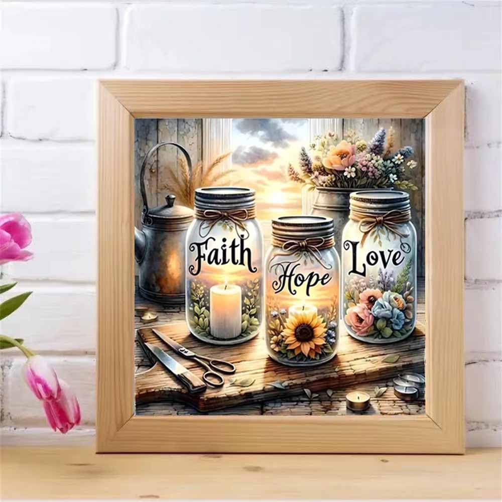 ZQEATRY 5D Diamond Painting Kits for Beginner,Faiths,Hope,Love Wishing Bottle Diamond Art kit for Adults,DIY Diamond Dots with Diamond Gem Art and Crafts for Adults Home Wall Decor 11.8x11.8inch ZQEATRY