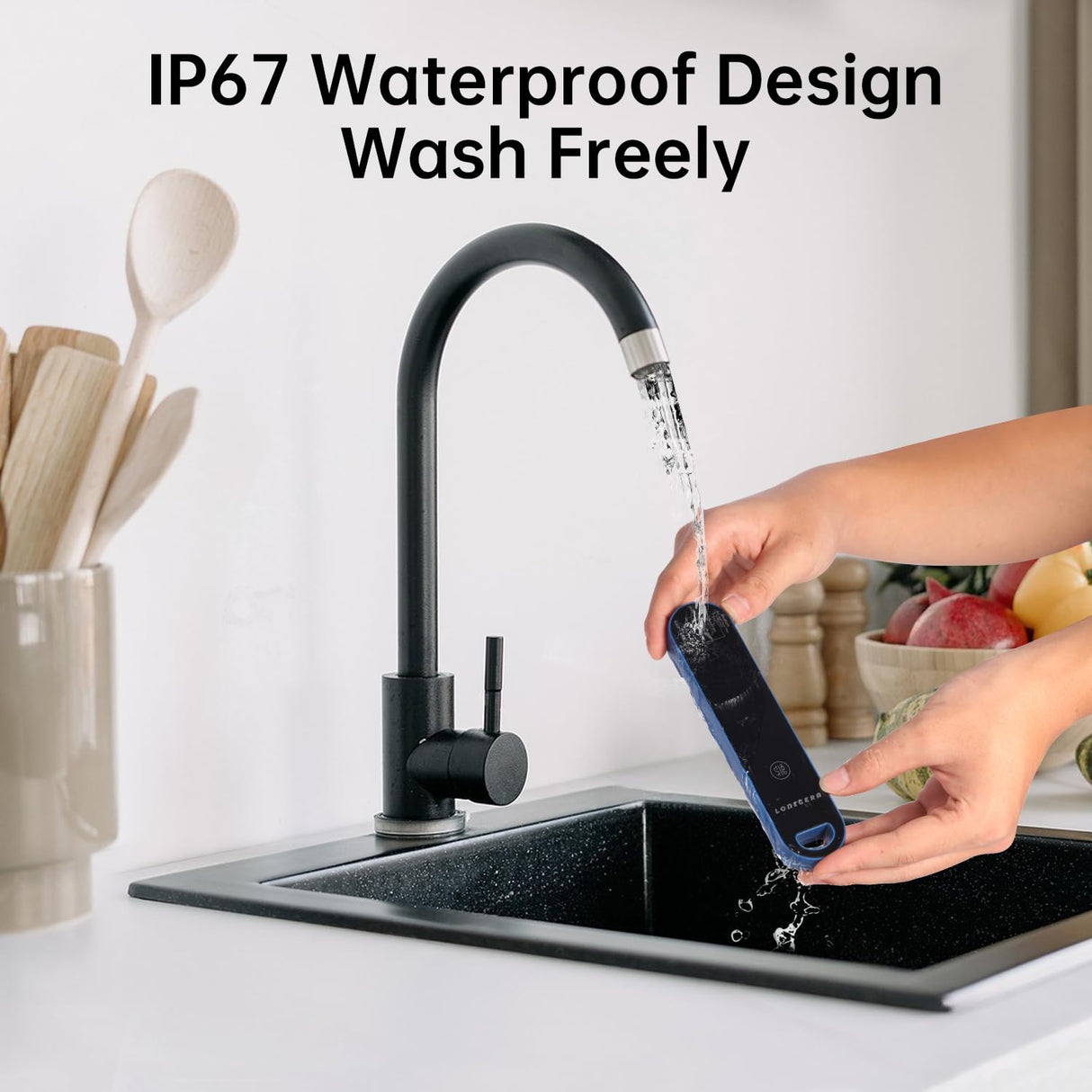 Lonicera Professional Meat Thermometer for Cooking. Instant Read Less Than 0.6 Sec, ±0.5℉ Accuracy with Thermocouple Tech. IP67 Waterproof Design, Ambidextrous VA Display, Auto Wake up (Blueberry) LONICERA