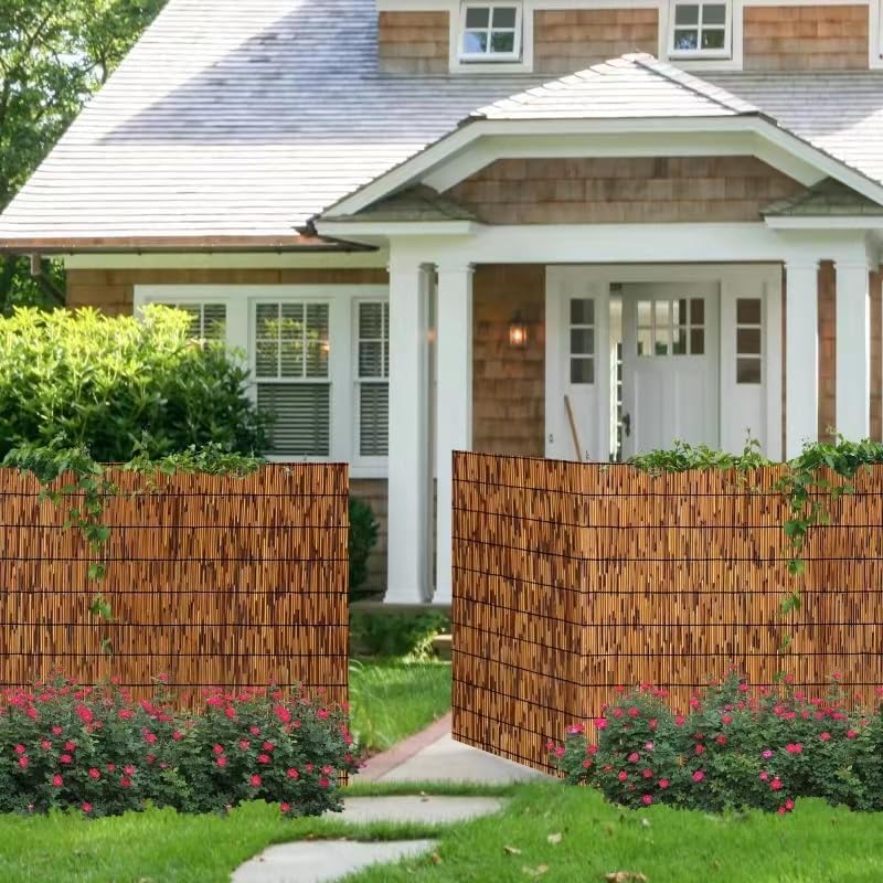 2 Pack Natural Bamboo Reed Fence,4FT X 16.4FT Bamboo Fencing Privacy Reed Screening for Outdoor,Gallery,Restaurant,Hotel,Patio FENRUNXU