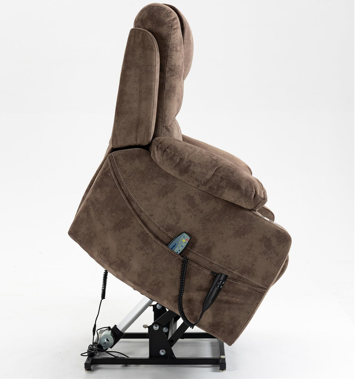 Recliner Lift Chairs for Elderly, 180 Degrees Lay Flat Recliner Chair with Heat and Massage and Cup Holder for Adults 400 lb Capacity (Brown Velvet) LITVZ