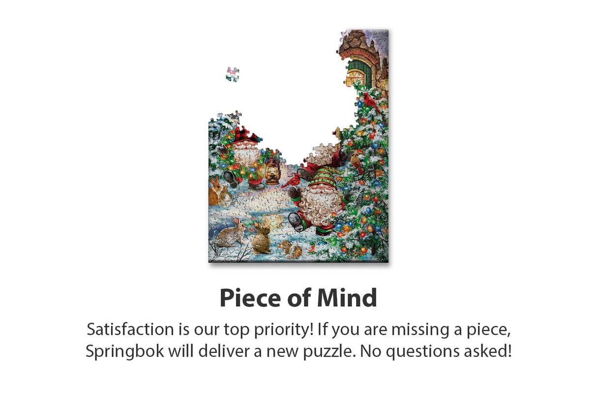 Springbok Gnome Village 500 Piece Holiday Jigsaw Puzzle- Made in The USA with Unique Precision fit Pieces for a Great Puzzling Experience Springbok