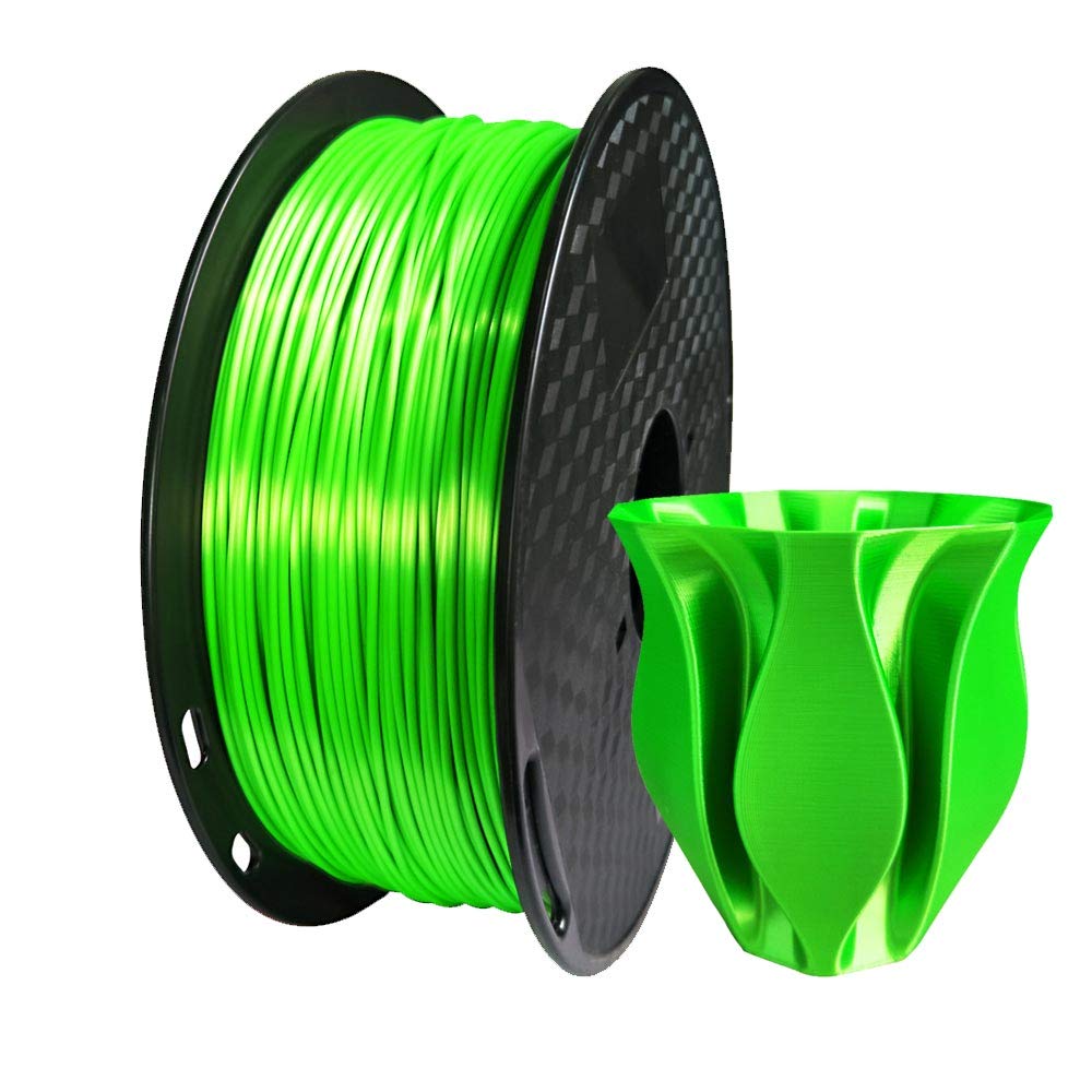 Silk Lime Green PLA Filament 1.75 mm 3D Printer Filament Consumables 1kg Spool Bright Neon Green 3D Printing Material FDM Printer Silky Metal Like Shiny Metallic Green PLA Filament CC3D Green Color CC3D