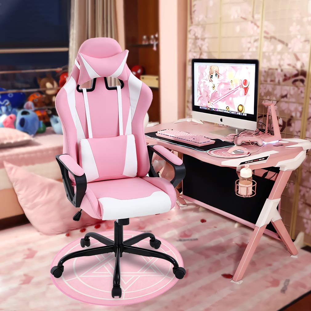 Gaming Chair Office Chair Desk Chair Ergonomic Executive Swivel Rolling Computer Chair with Lumbar Support, Pink BestOffice