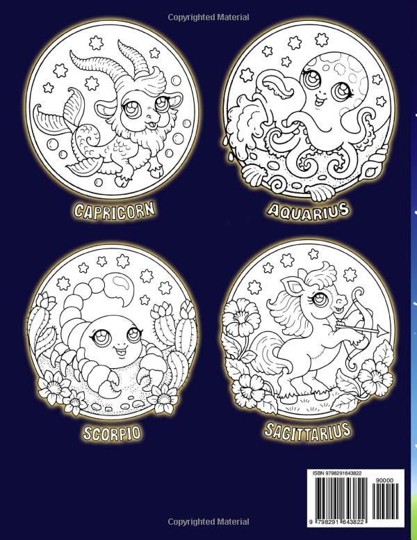 Mini Zodiac Realms Coloring Book: Celestial Wisdom Coloring Pages featuring Zodiac-Inspired Illustrations for All Ages for Spiritual Reflection and Creative Calm Majosta