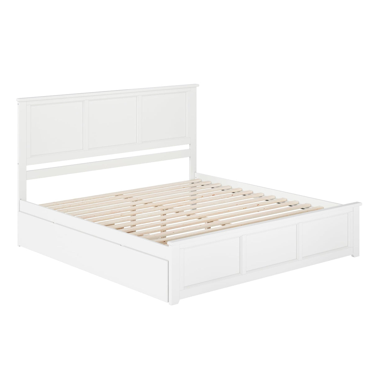 AFI, Madison King Platform Bed with Matching Footboard and Twin XL Trundle, White AFI
