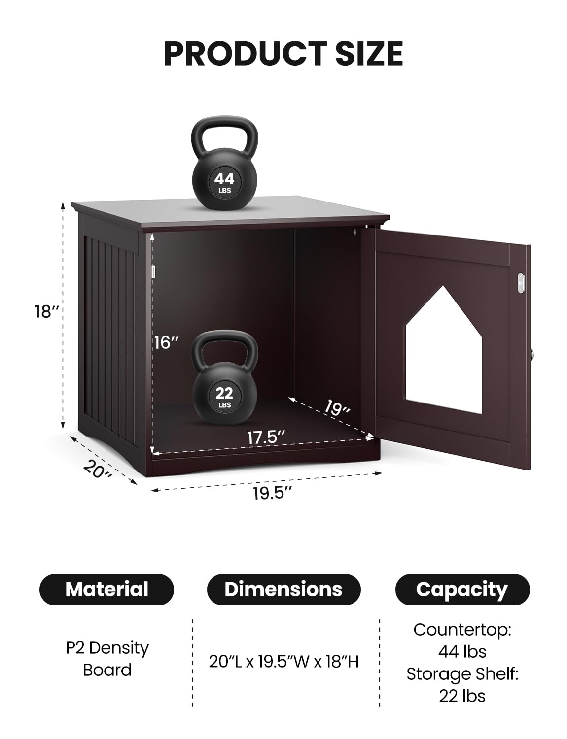 HAPPAWS Cat Litter Box Enclosure Furniture, Modern Hidden Cat Litter Box Enclosure, Sturdy Wooden Night Stand & Cat House Side Table, Easy Assembly, Fit Most of Litter Box, Coffee HAPPAWS