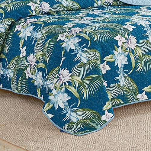 Tommy Bahama - King Quilt Set, Reversible Cotton Bedding with Matching Shams, Medium Weight, Oeko-Tex Certified (Southern Breeze Dark Blue) Tommy Bahama