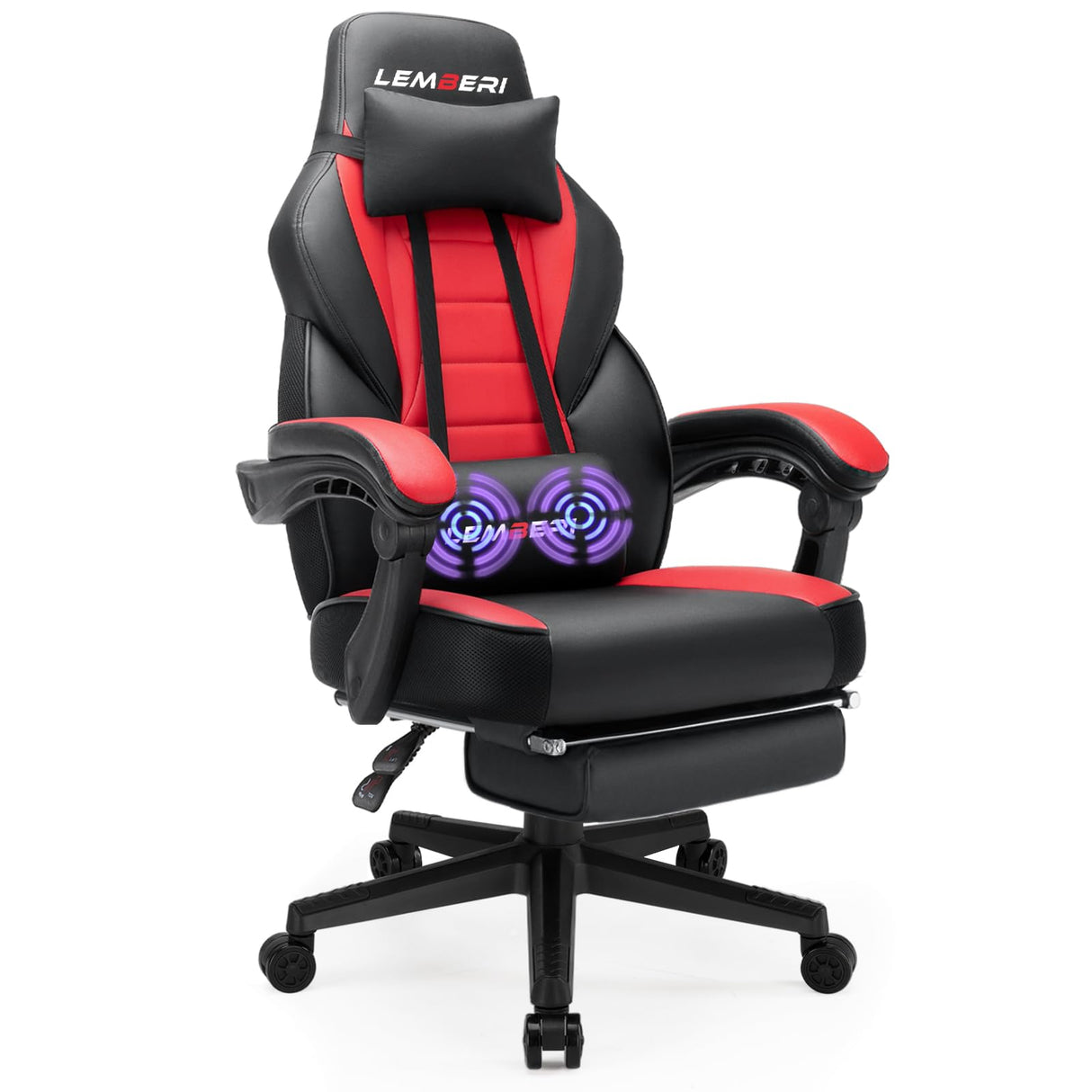 LEMBERI Video Game Chairs with footrest, Big and Tall Gamer Chair for Adults, 400lb Capacity, Racing Style Computer Chair with Headrest and Lumbar Support LEMBERI