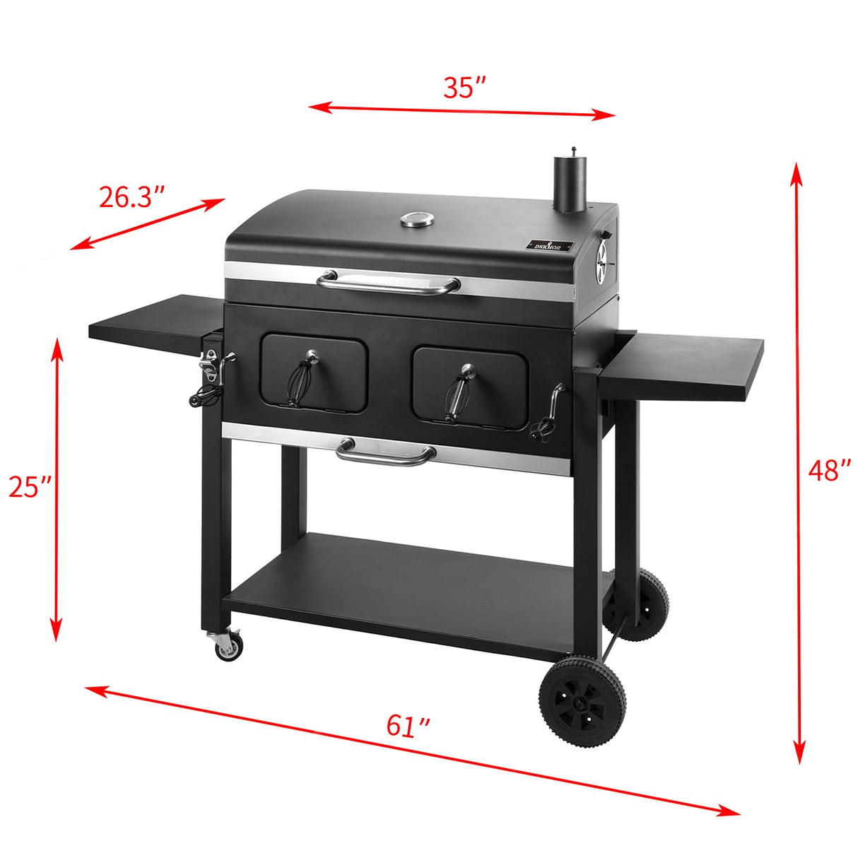 Charcoal Grill Outdoor BBQ Grill, Extra Large Cooking Area 794 Square Inches with Two Individual & Adjustable Charcoal Tray, Foldable Side Tables for Outdoor Cooking Backyard Camping Picnics By DNKMOR WoodArtSupply