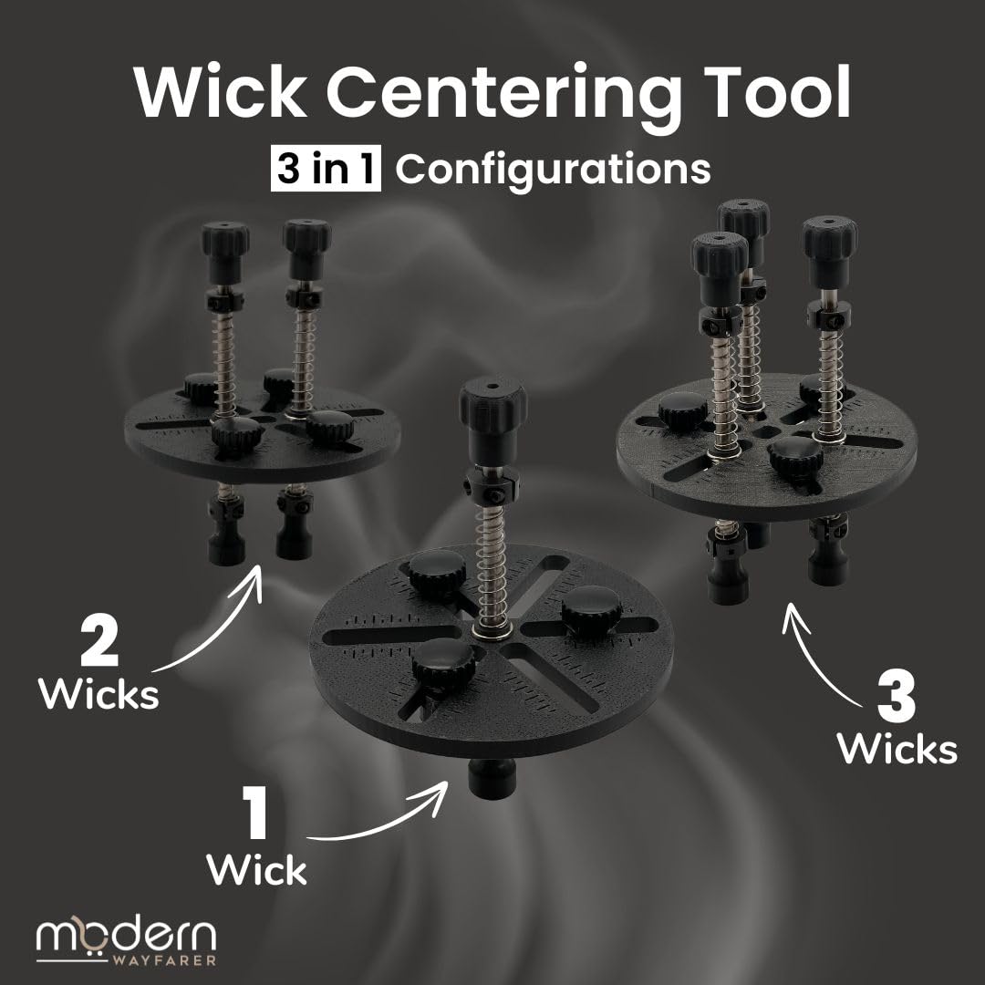 Adjustable Candle Wick Centering Tool – 3-Wick Holder for Candle Making Kit – Wick Setter Tool, Wick Placement Device, Candle DIY Accessory – Handmade in USA Modern Wayfarer
