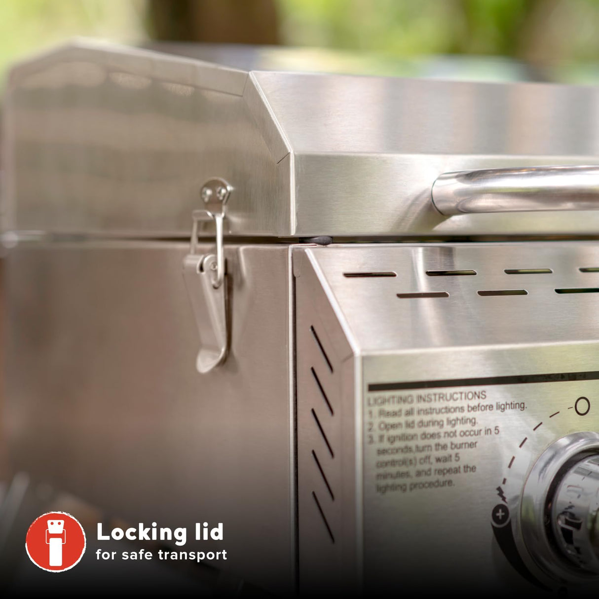 Megamaster Premium Outdoor Cooking 2-Burner Grill, While Camping, Outdoor Kitchen, Patio Garden, Barbecue with Two Foldable legs, Silver in Stainless Steel Megamaster