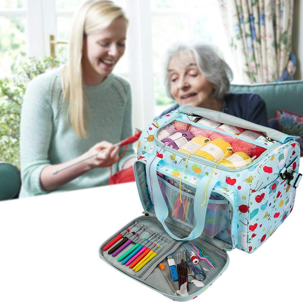 Coopay Knitting Bag Large Crochet Bag, Huge Knitting Bags and Totes Organizer Yarn Storage Organizer for Unfinished Project, Knitting Needles, Crochet Hooks, Skeins Yarn -Ideal Knitting & Crochet Gift Coopay