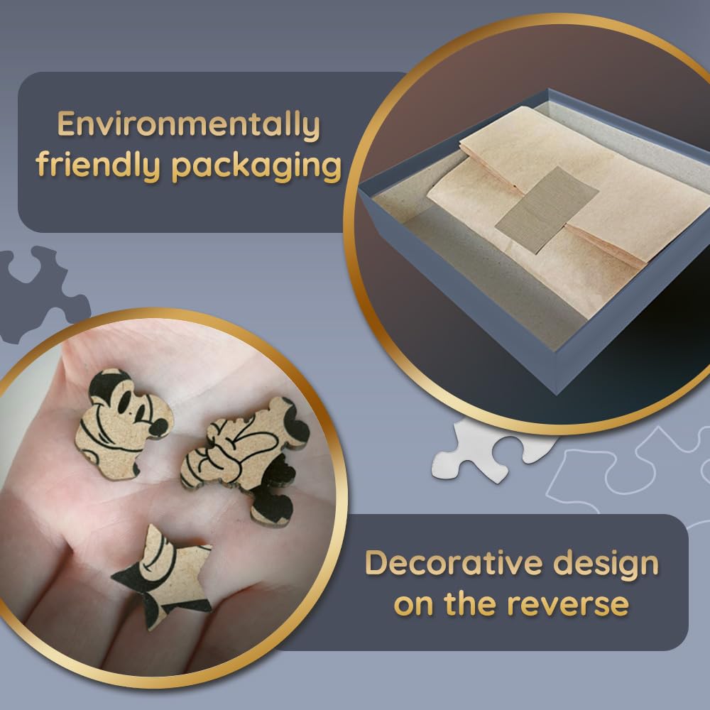 Trefl Disney 160 Piece Jigsaw Puzzle Retro Mickey Mouse Wood Craft Irregular Shapes, 10 Puzzles of Disney Symbols, Modern Premium Puzzle, for Adults and Children from 9 Years Old Trefl