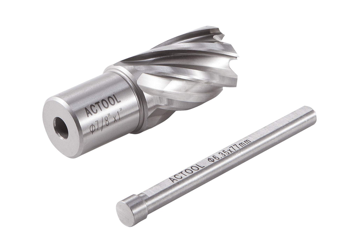 ACTOOL 7/8" Diameter × 1" Depth of Cut HSS ANNULAR Cutter with 3/4'' Weldon Shank ACTOOL