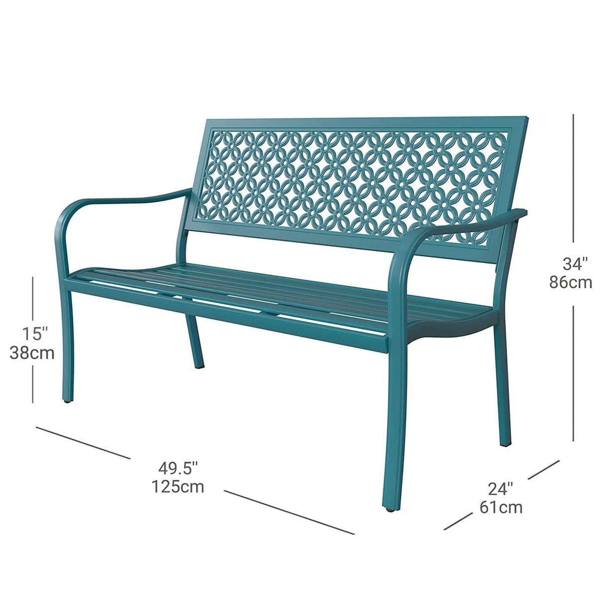 Grand patio 50" Outdoor Bench, Garden Benches with Anti-Rust Metal Powder Coated Frame, Patio Bench for Front Porch Park Outside Furniture Decor, Lake Shore Grand patio