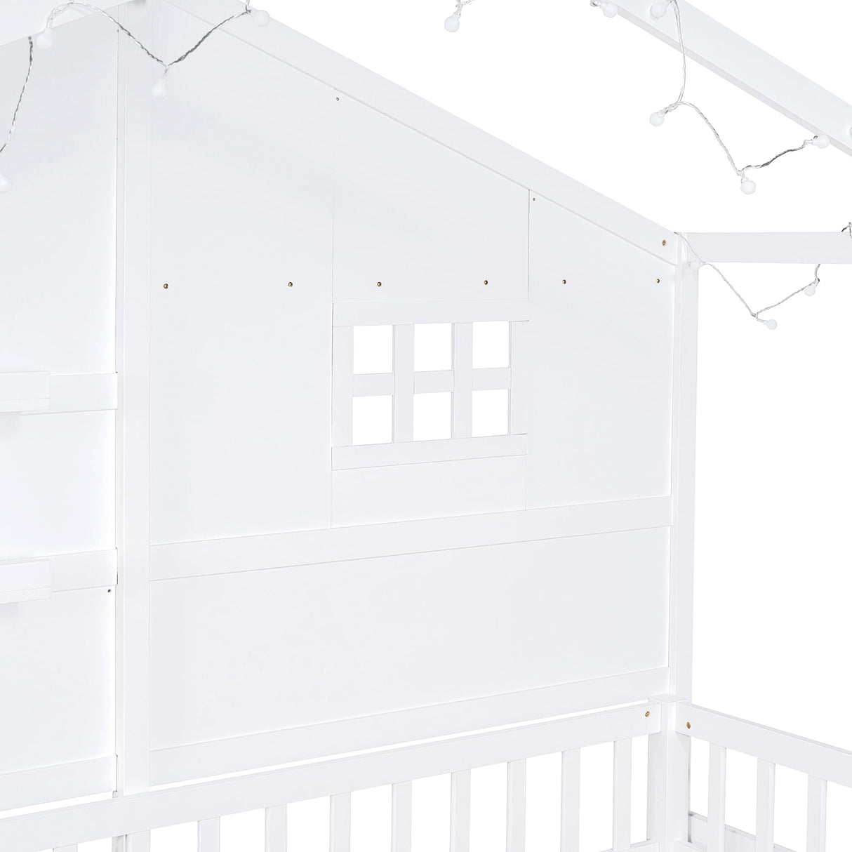 SOFTSEA Twin Size Low Loft House Bed with Shelves and Sparkling Light Stripe SOFTSEA