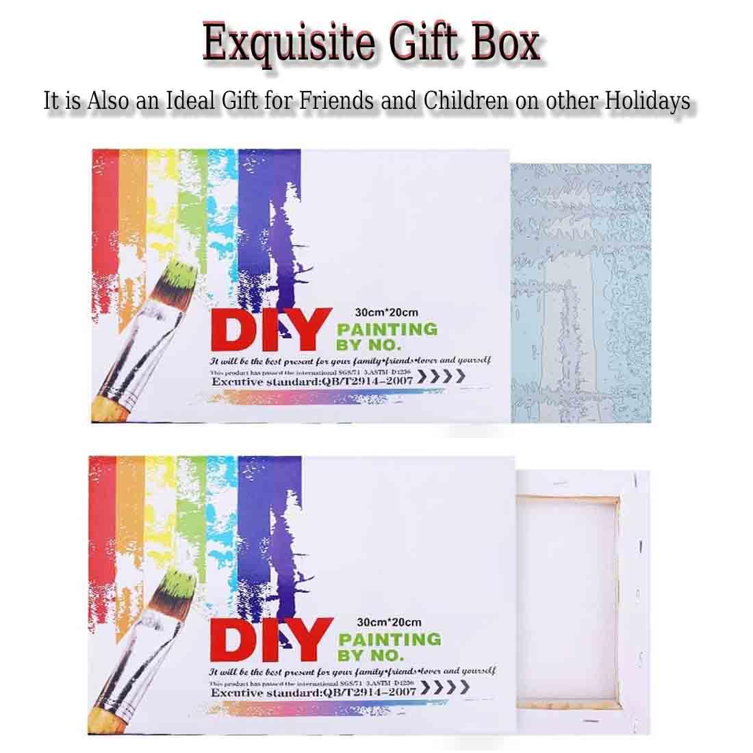 VIGEGU Paint by Numbers Kit for Adults Beginner with Framed Canvas - with Wooden Easel,Mountain Moon Tree DIY Oil Painting, with Acrylic Paints Brushes Nice Gift Box 7.8x11.8in VIGEGU