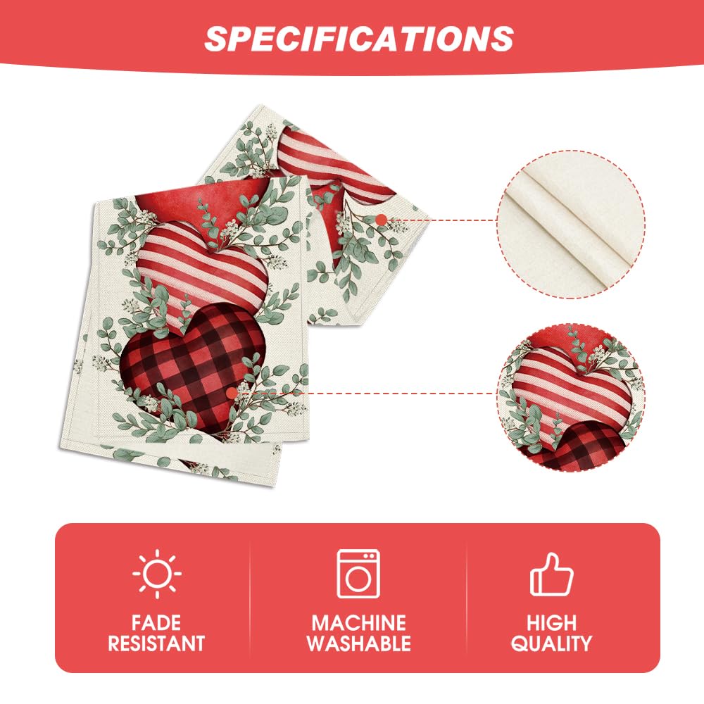 Artoid Mode Eucalyptus Hearts Valentine's Day Table Runner, Holiday Kitchen Dining Table Decoration for Home Party Indoor 13x72 Inch Artoid Mode