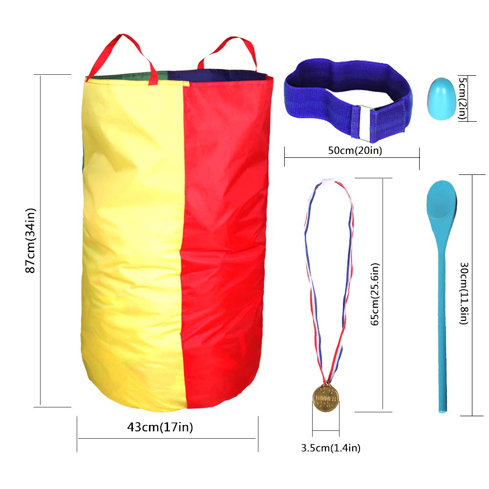 CWLAKON Outdoor Games, Potato Sack Race Bags for Kids Adults, Egg Spoon Relay Race, 3 Legged Race Bands, Birthday Party, Field Day Family Reunion Carnival Outside Yard Lawn Easter Fall Festival Games CWLAKON
