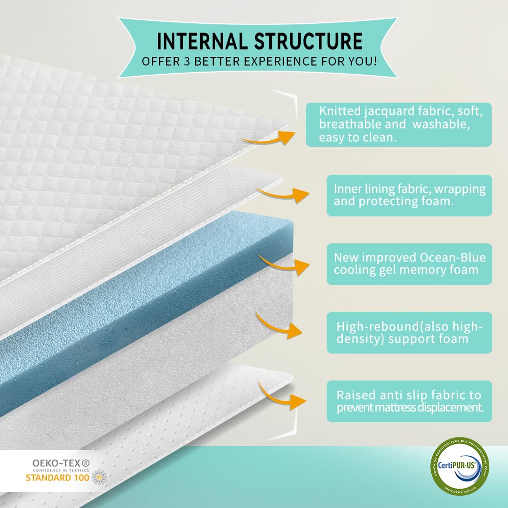 Twin Mattress, 6-inch for Kids Adults, Gel Memory Foam, Medium-Firm, Twin Size Mattresses Bed in a Box, Cooling Sleep & Pressure Relief, CertiPUR-US… Marktol