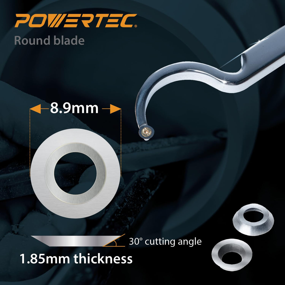 POWERTEC 71827 Carbide Tipped Woodturning Tool 3 Piece Set with Straight, Shallow Swan Neck & Deep Swan Neck for Deep Hollowing Work, Wood Lathe Chisel with Replaceable Tips POWERTEC