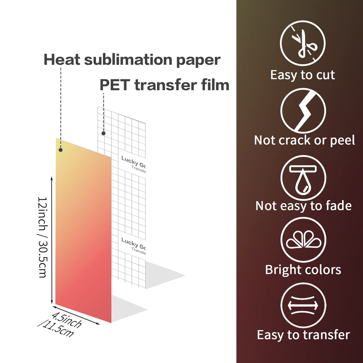 Transfer Sheets-Sublimation Heat Transfer Vinyl Sheets for Heat Press Machine,4x5inch Gradient Transfer Sheets for Mug Tumbler T-Shirt Tote Bag,10 Sheets Lucky Goddness