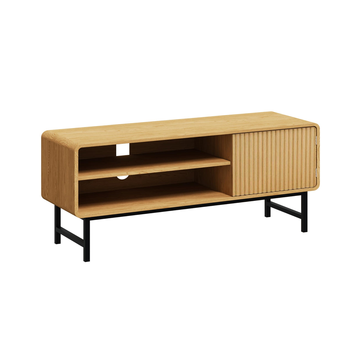 Gyger TV Stand,Mid Century Modern Entertainment Center with 2 Open Shelves,Farmhouse TV Media Console Table for Living Room,Bedroom,Television Stand up to 50 Inches,Yellow Oak Gyger