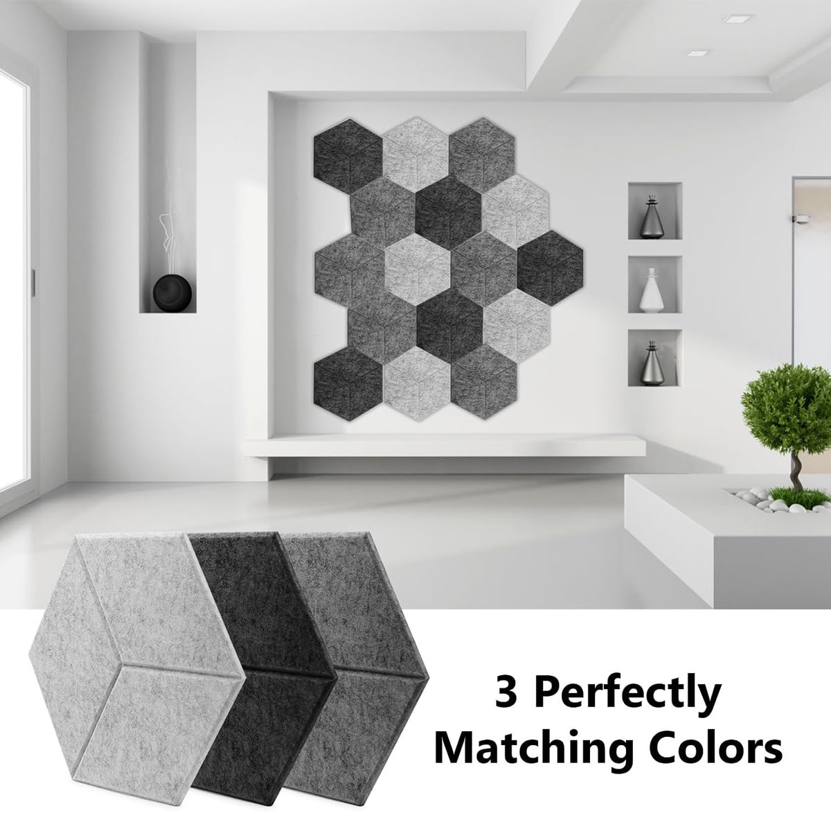 12PCS Felt Cork Bulletin Board Acoustic Panels Self-Adhesive, 12 * 10" Soundproof Wall Panels, High Density Sound Dampening Panels Studio Sound Proof Foam Sound Absorbing Tile Wall Photo Decor WEYCHEN