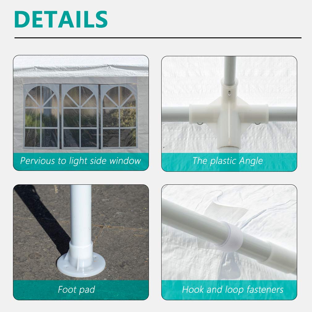 Gazebo Tent 10'x30' Canopy Tent Outdoor Gazebo Canopy Wedding Party Tent Heavy Duty Gazebo Pavilion, White (10x30ft 5 Removable Sidewalls) ZAAYO