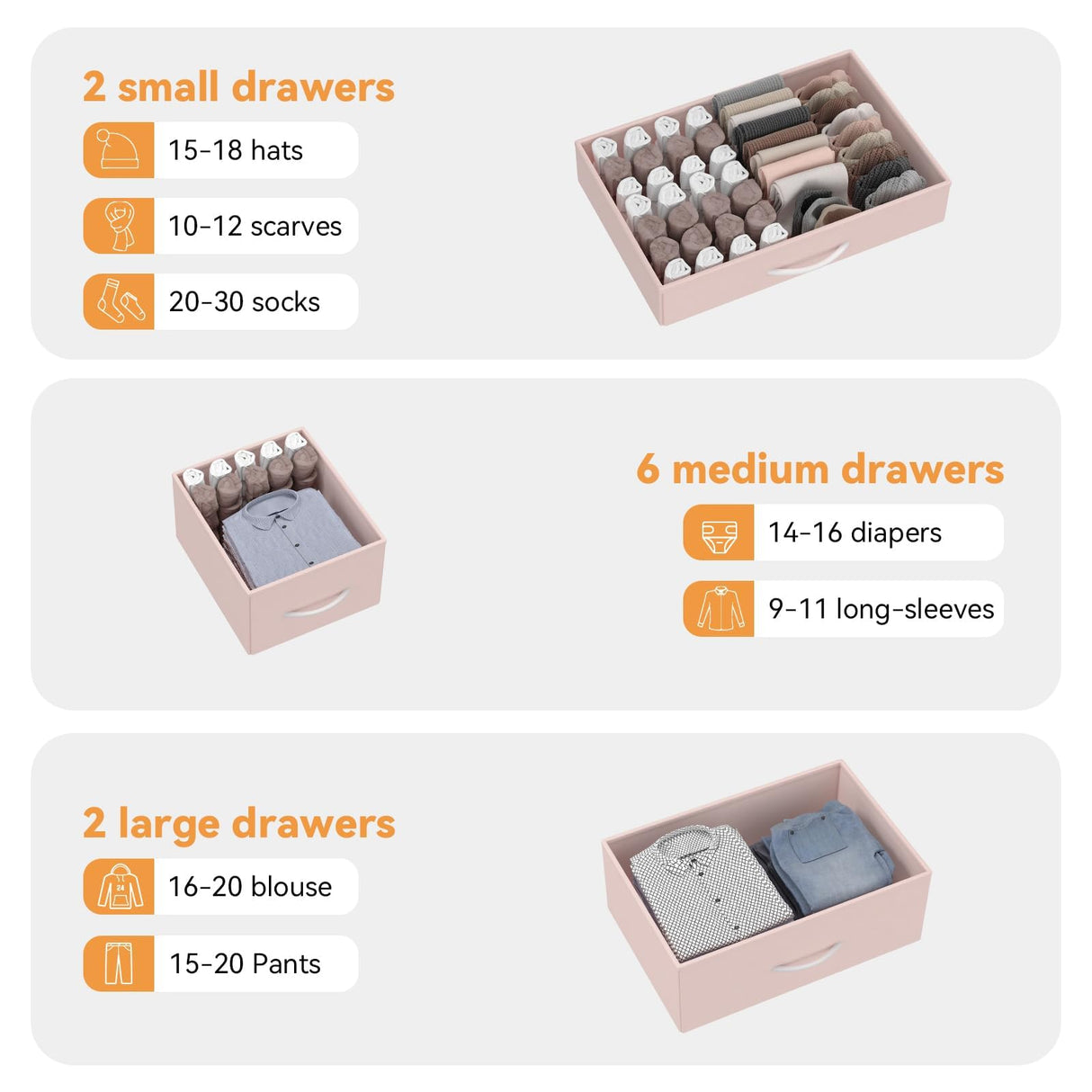 Klysiora 10 Drawer Dresser, 55 Inch TV Stand with Power Outlet Entertainment Center, Fabric Drawer Storage for Bedroom, Living Room, Wardrobe, Entryway, Pink Klysiora