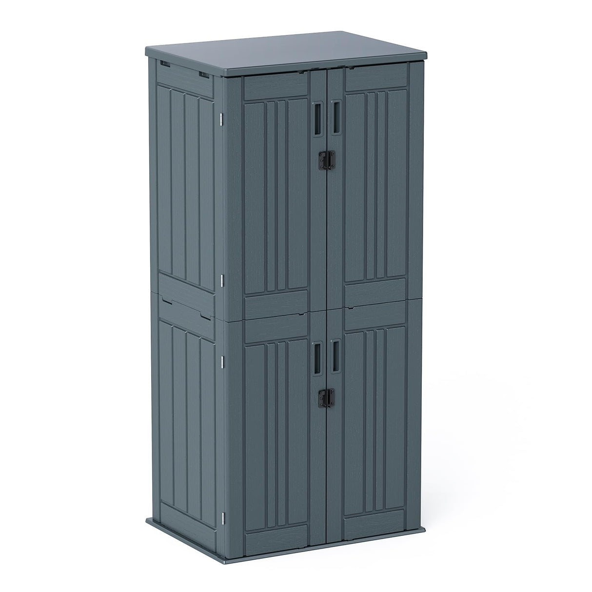 30 Cubic Ft. Vertical Resin Outdoor Storage Shed with Lockable Double Doors,Tall Storage Cabinet with 4 Shelves, Weather-Resistant Multi-Wall Panels,Storage Shed for Patio, Garden, Yard, Grey ZYJOYY