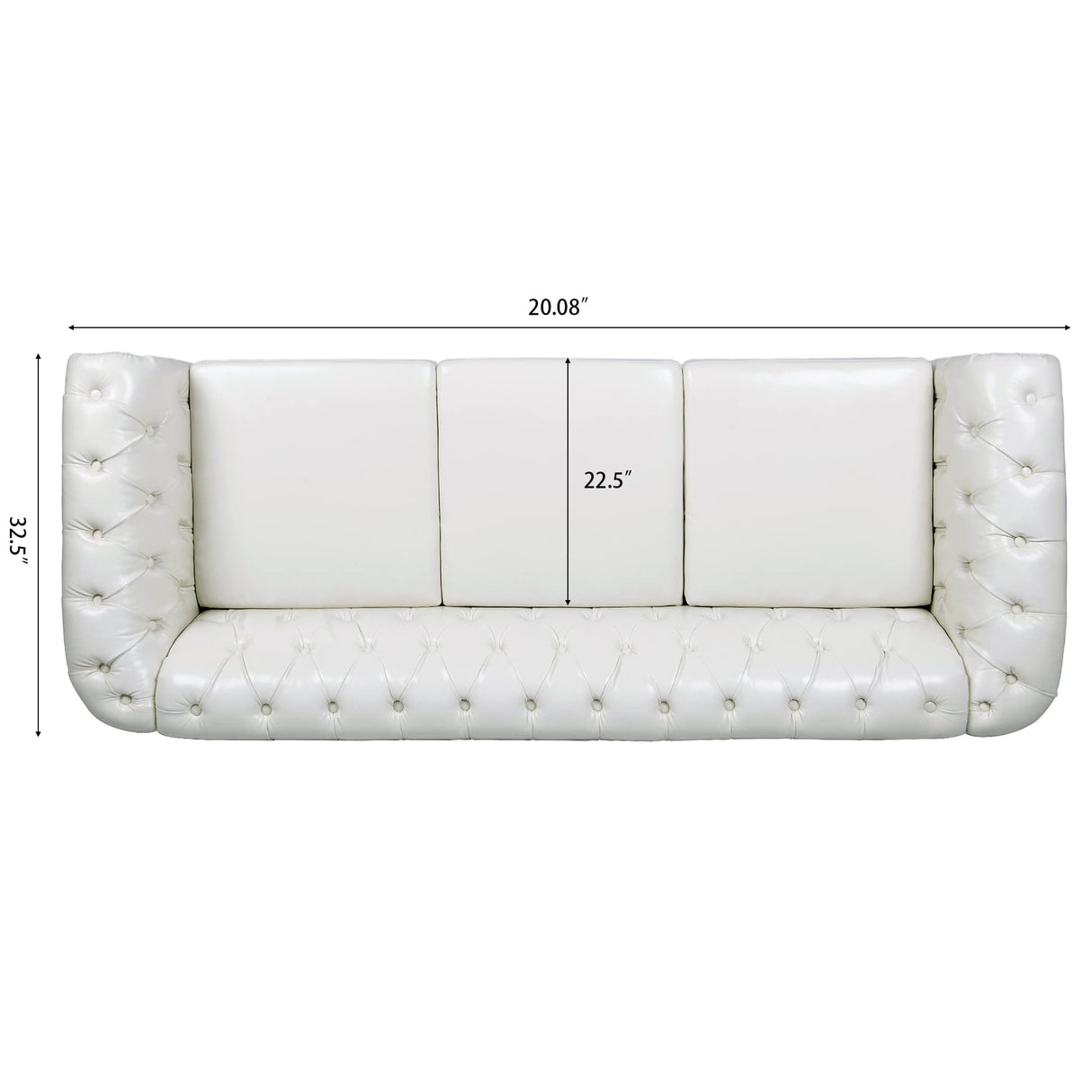 LEVNARY Chesterfield Sofa, Classic Tufted Upholstered Leather Couch, Modern 3 Seater Couch Furniture with Tufted Back for Living Room Office (Cream White) LEVNARY