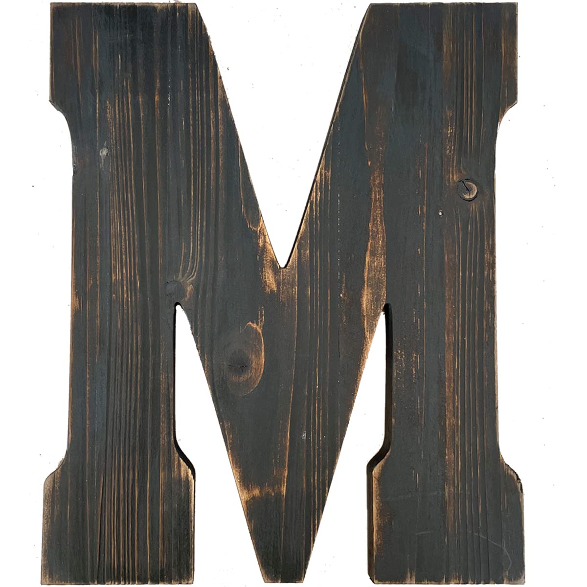 Big Letter Wall Art for Living Room, Bathroom, Bedroom, and Home Decor, Rustic Farmhouse Lettering for Family Last Names, Large Decorative Wood, 14” x 10” (Big M) ABELOTS