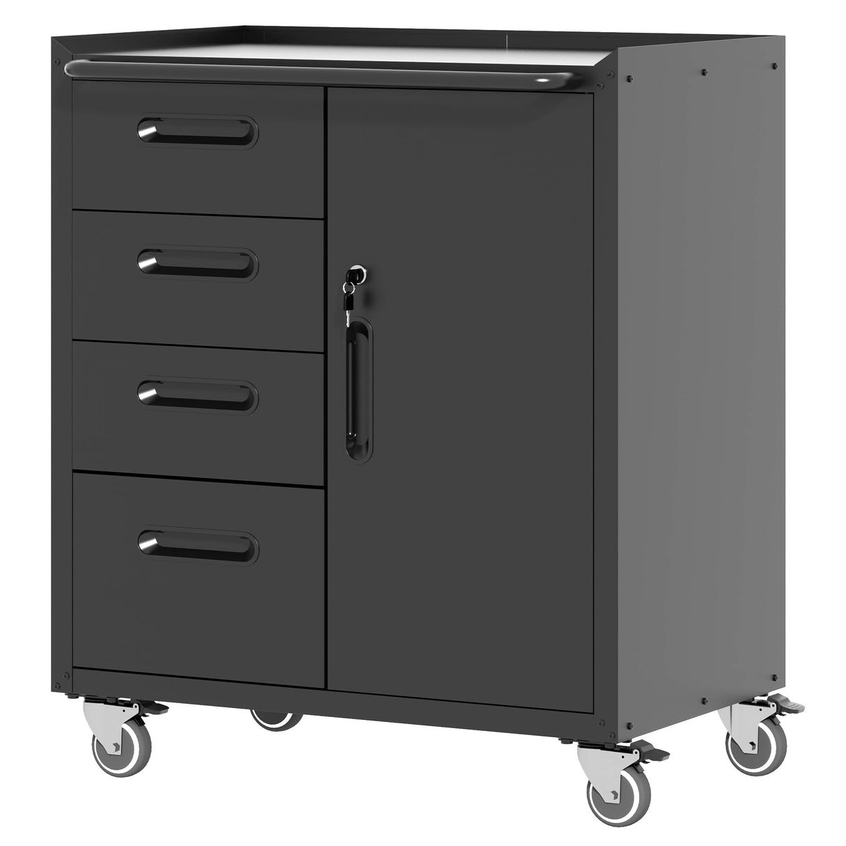 OPTYMIRA Mobile Tool Storage Cabinet with Wheels,Heavy Duty Rolling Tool Cabinets for Garage,Metal Storage Cabinets with 4 Drawer and 1 Locking Doors,Assembly Required OPTYMIRA