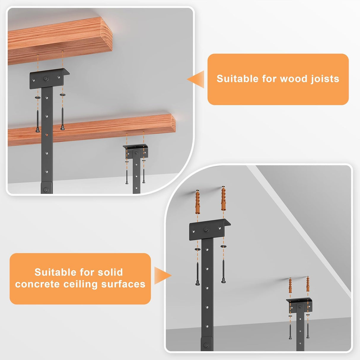 Jusgym 45-Inch x 45-Inch Overhead Garage Storage Rack, 17"-28" Height Adjustable Garage Ceiling Storage Racks, Heavy Duty Storage Organizer System, 250LBS Weight Capacity, Black Jusgym