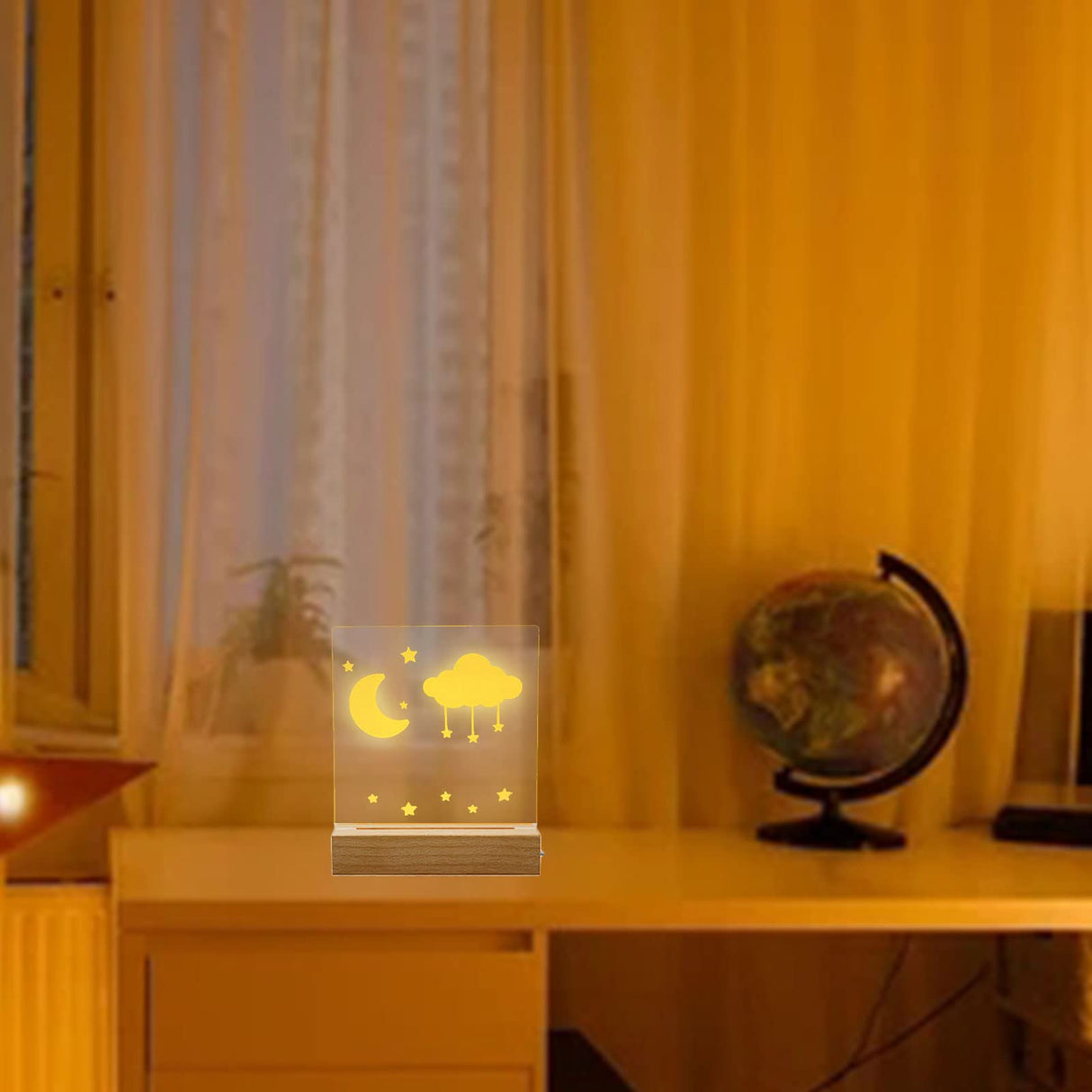 JOJOCY 4 Packs LED Lights Base 4.33 x 1.57 inch Rectangle Wood Display Pedestal, Wooden Led Lights Display Base for Acrylic and Plexiglass Crystal Glass Resin Art (4pc) JOJOCY