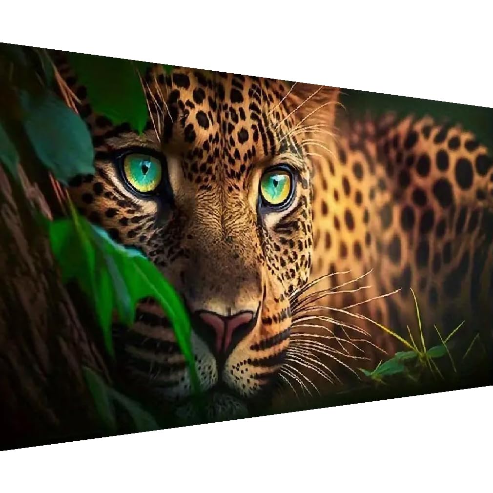 BOHADIY 5D Diamond Painting Kits for Adults,Animal Leopard Diamond Art Kits for Adult Beginner,DIY Full Drill Diamond Dots Paintings with Gem Art and Crafts for Adults Home Wall Decor 27.5 x15.7 inch BOHADIY