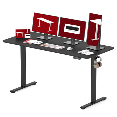SANODESK Standing Desk Height Adjustable Electric Stand up Desk 63x24 Inches Sit Stand Home Office Desk with Splice Board, Black Frame/Black Top